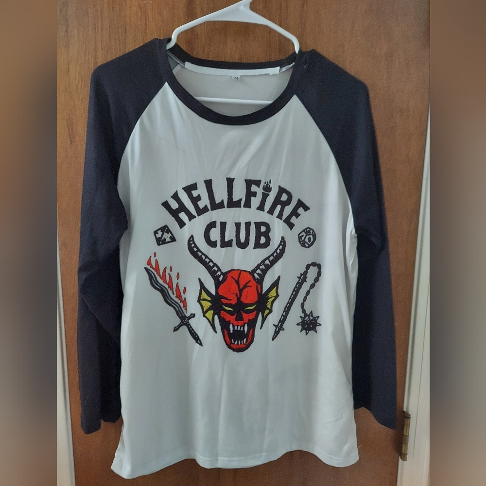 Stranger Things Hellfire Club baseball tee. Men's size M.